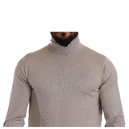 Gray Cashmere Turtleneck Pullover Sweater
