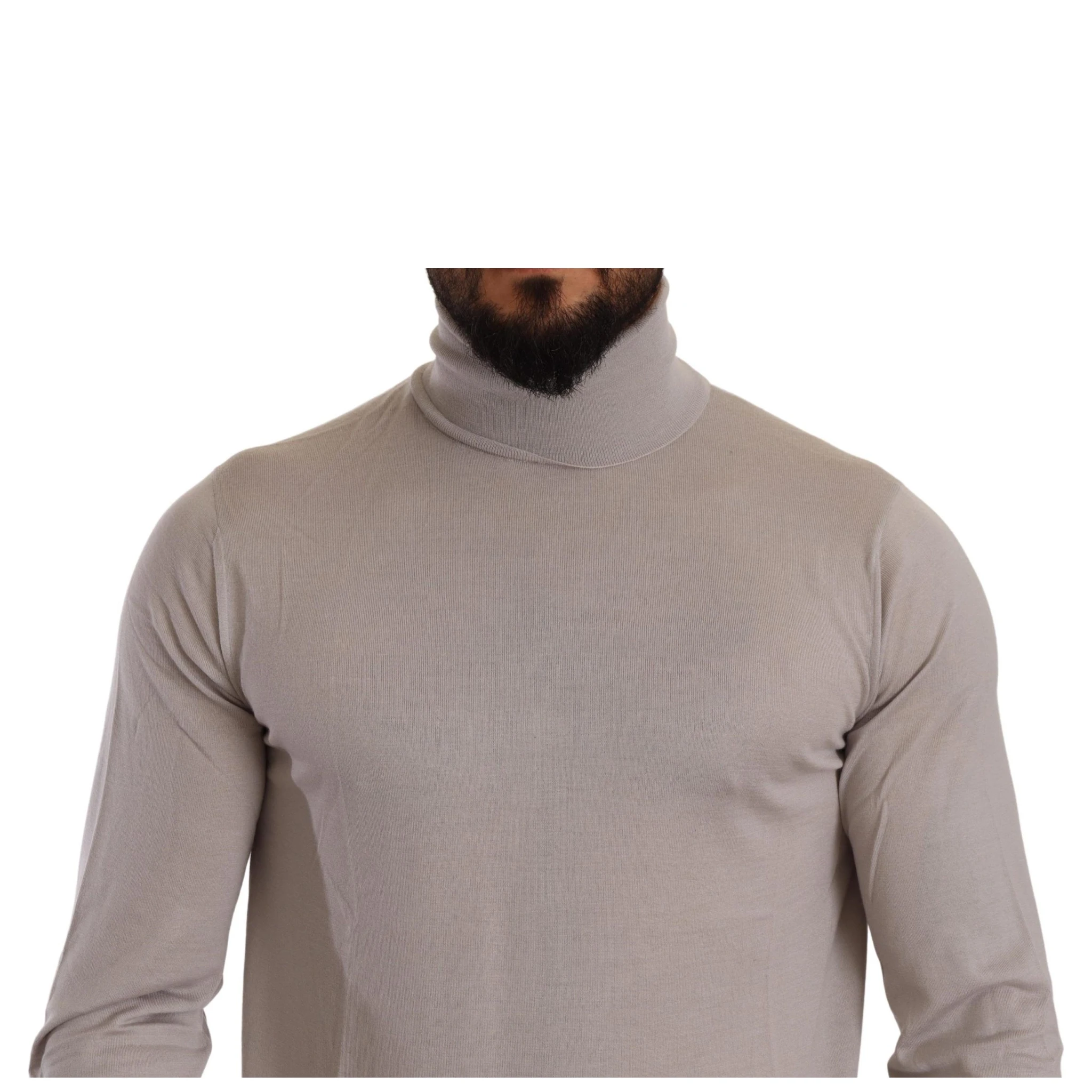 Gray Cashmere Turtleneck Pullover Sweater