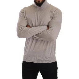 Gray Cashmere Turtleneck Pullover Sweater