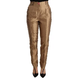 Gold Silk Tapered Trouser Metallic Pants