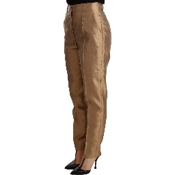 Gold Silk Tapered Trouser Metallic Pants