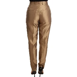 Gold Silk Tapered Trouser Metallic Pants