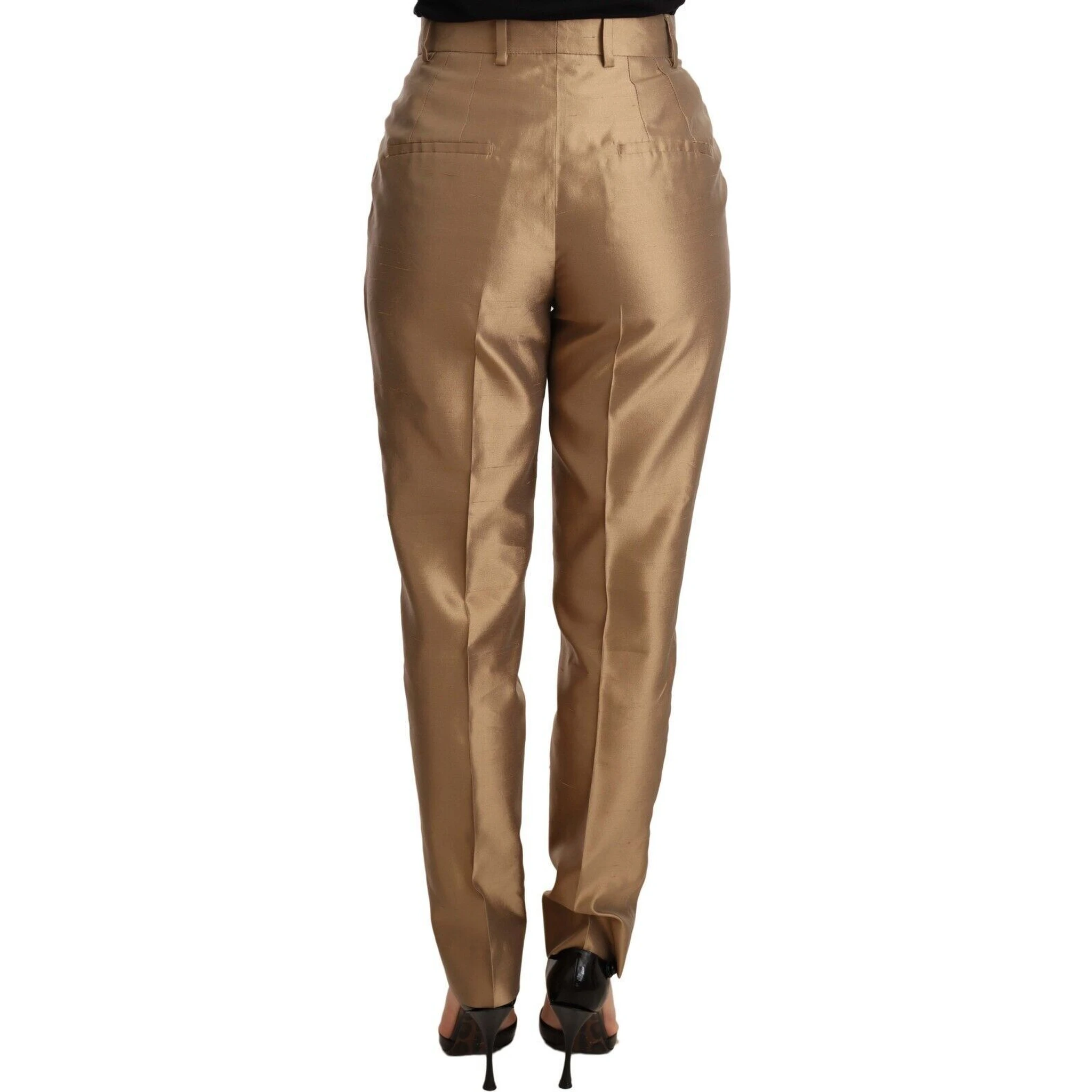 Gold Silk Tapered Trouser Metallic Pants