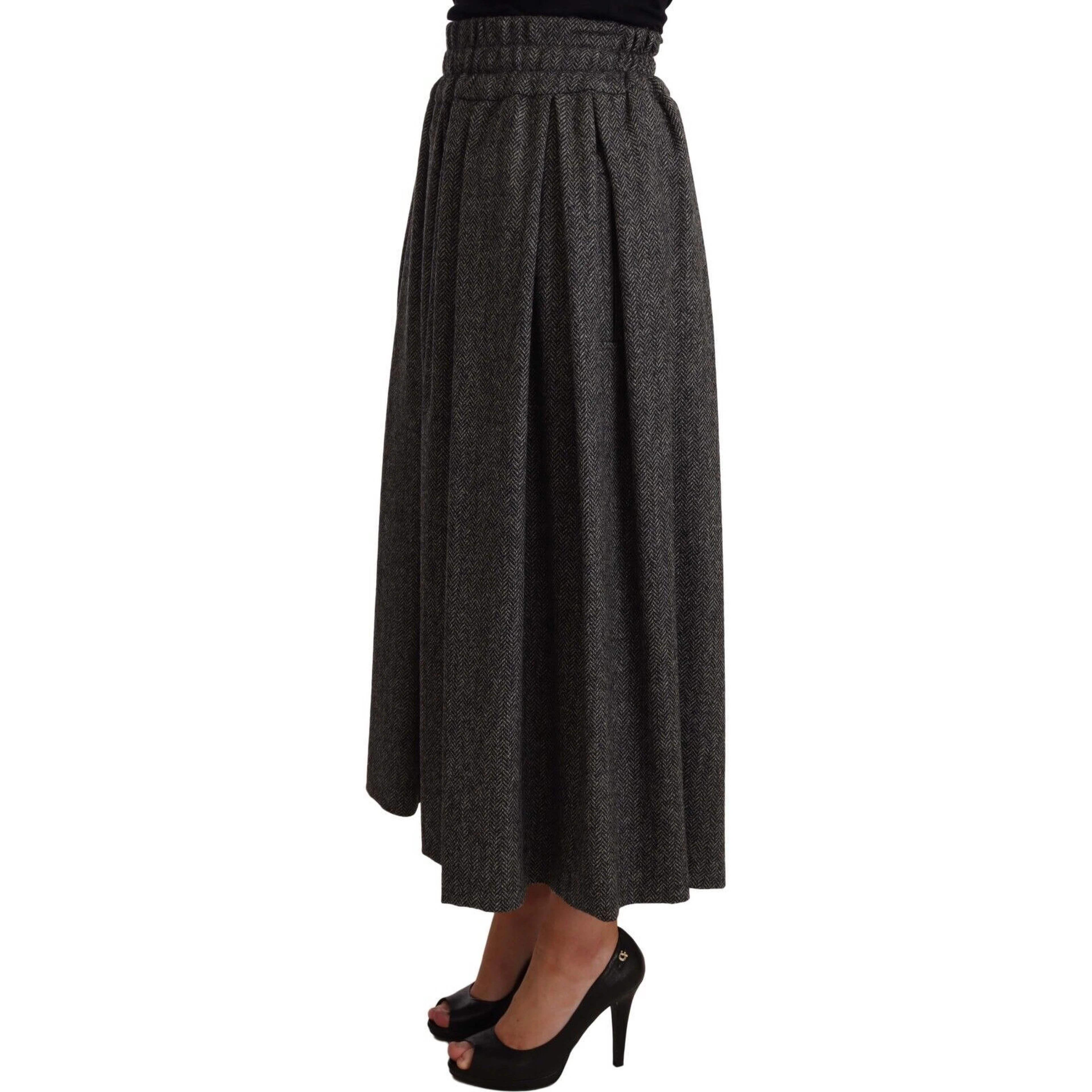 Gray Wool High Waist A-line PIECE Skirt