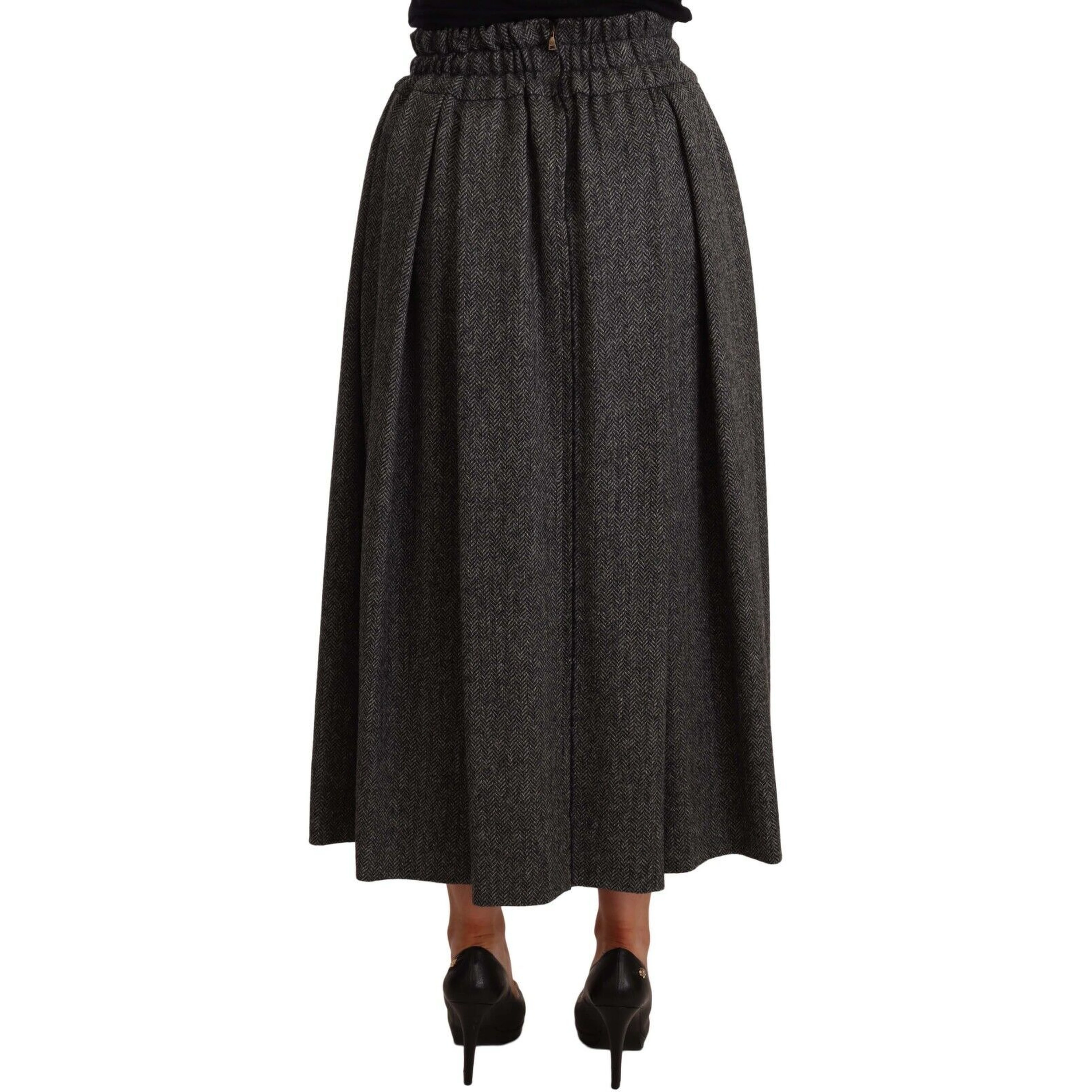 Gray Wool High Waist A-line PIECE Skirt