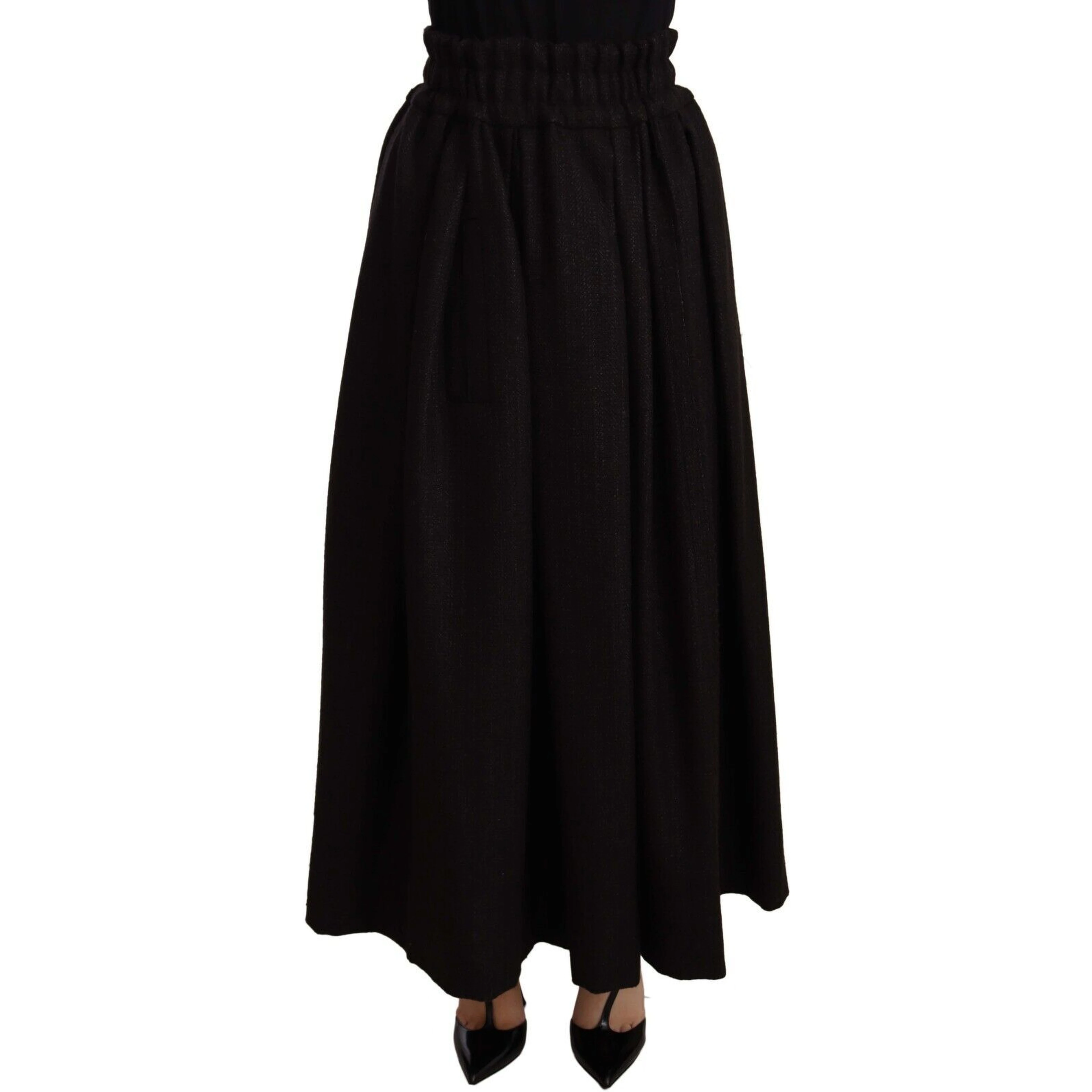 Black Wool High Waist Maxi PIECE Skirt