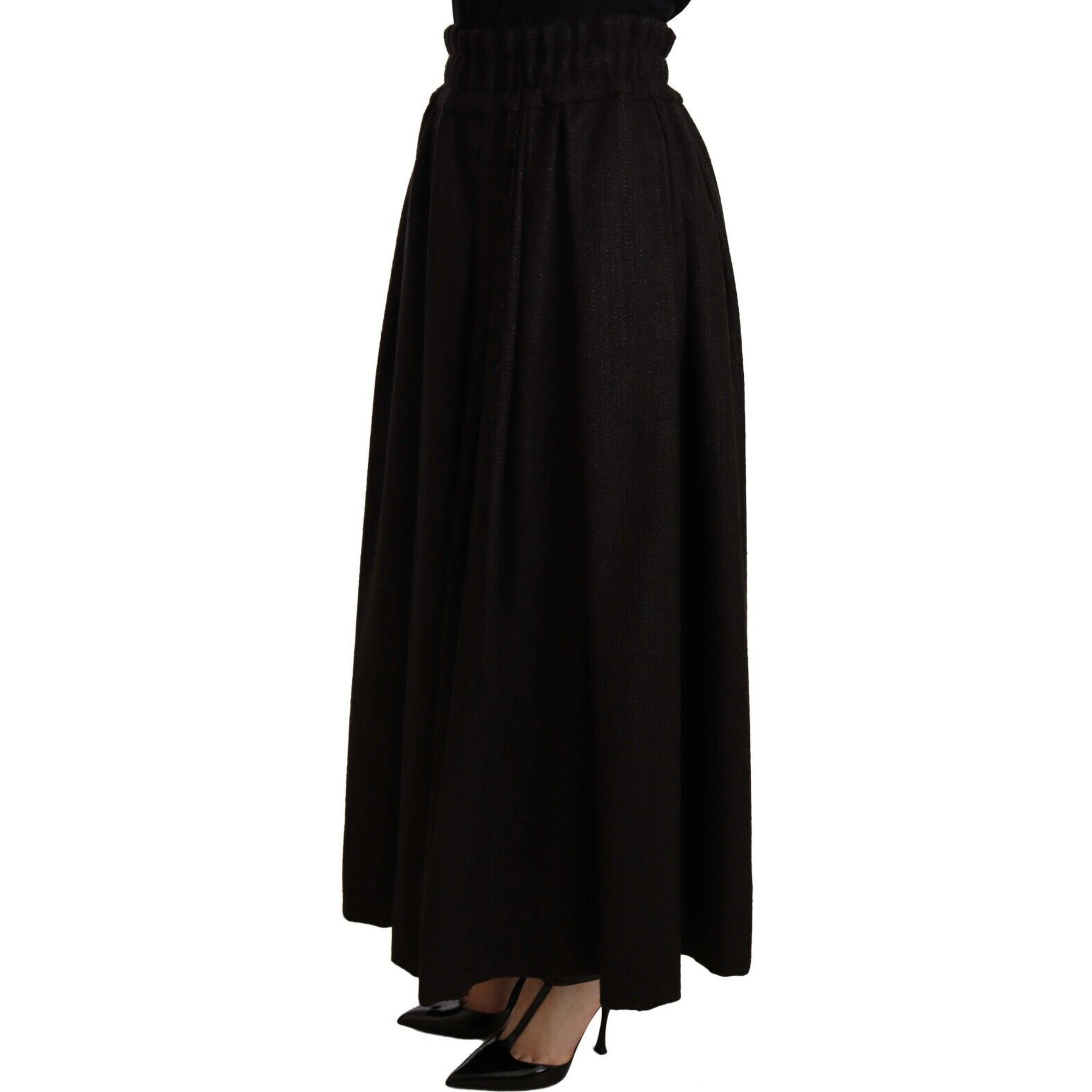 Black Wool High Waist Maxi PIECE Skirt