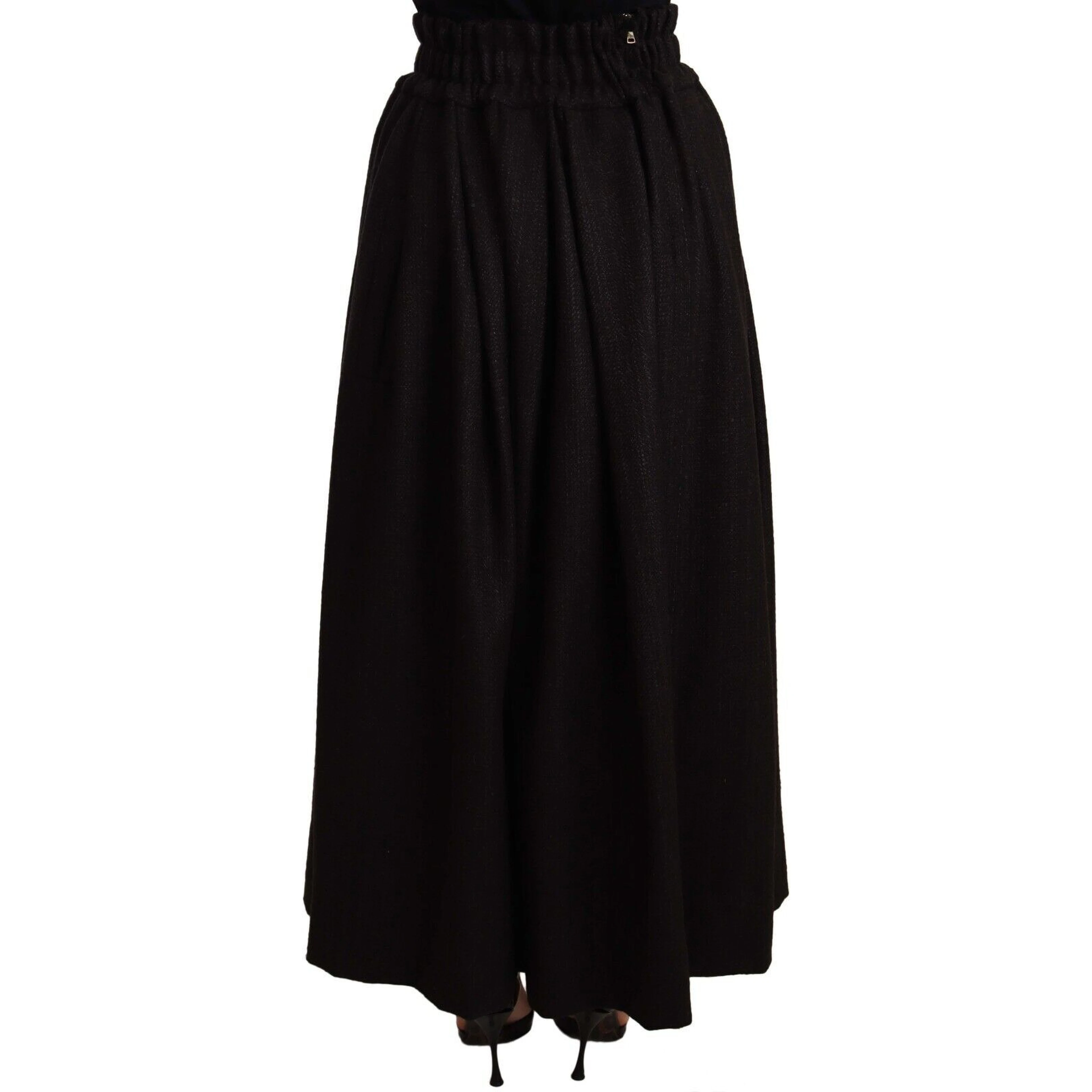 Black Wool High Waist Maxi PIECE Skirt
