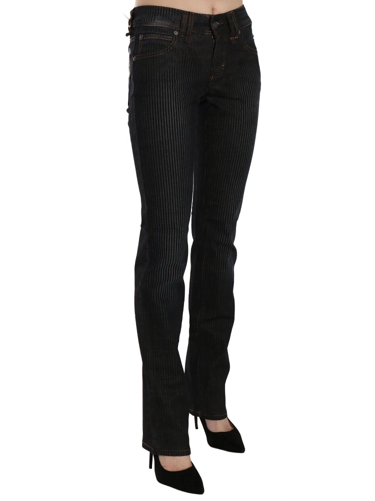 Black Mid Waist Slim Fit Corduroy Denim Casual Pants alternative