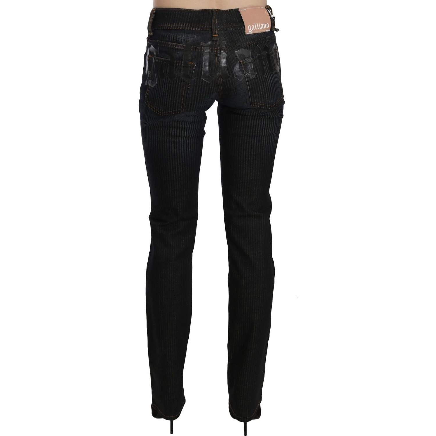Black Mid Waist Slim Fit Corduroy Denim Casual Pants