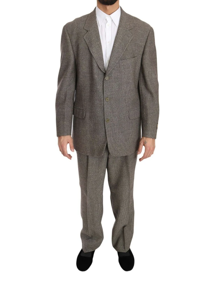 Brown Wool Regular Single  Breasted Suit