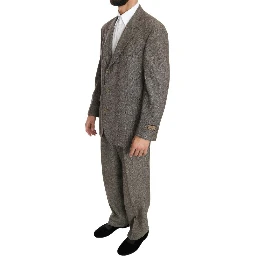 Brown Wool Regular Single  Breasted Suit