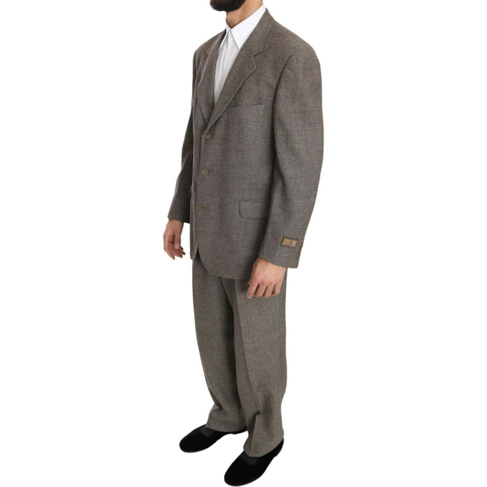 Brown Wool Regular Single Breasted Suit