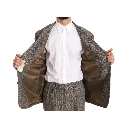 Brown Wool Regular Single  Breasted Suit