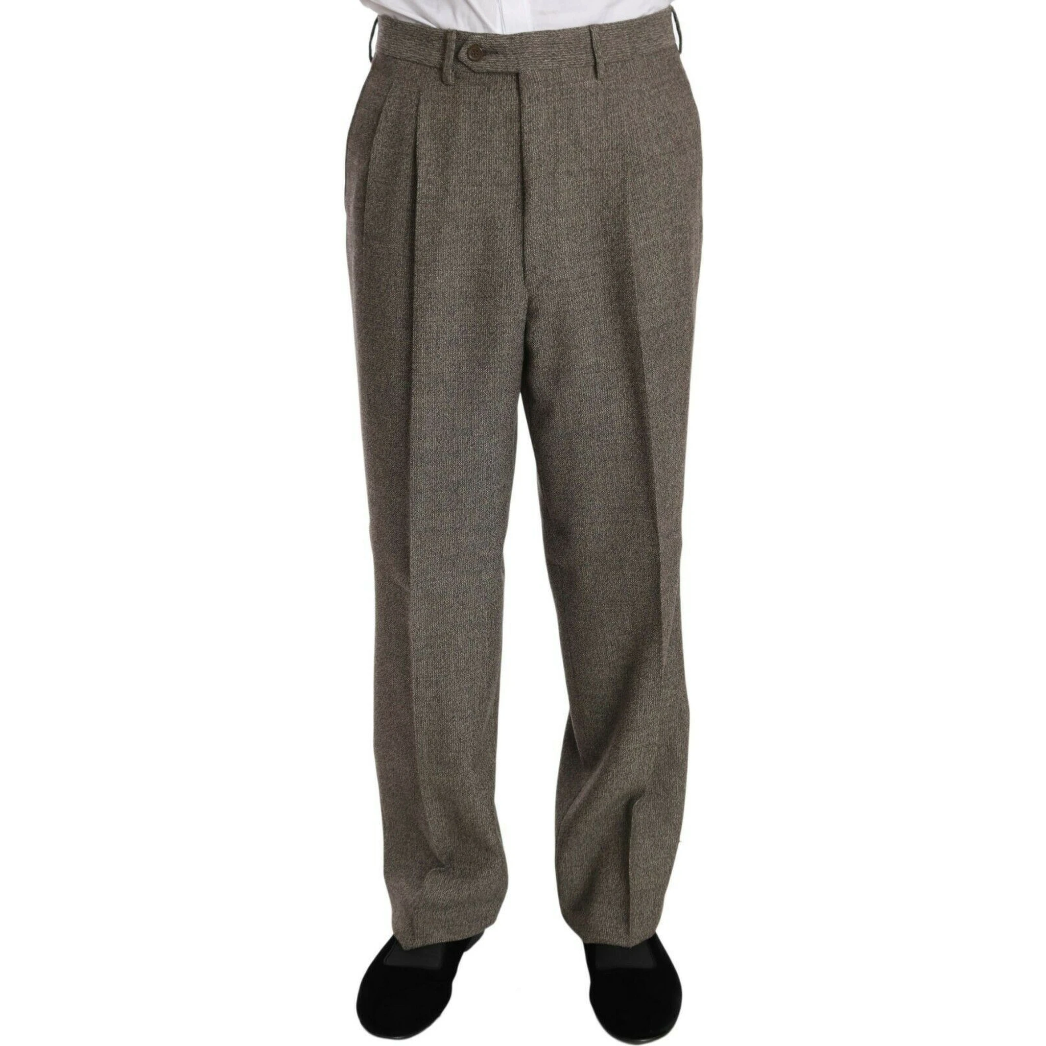 Brown Wool Regular Single Breasted Suit