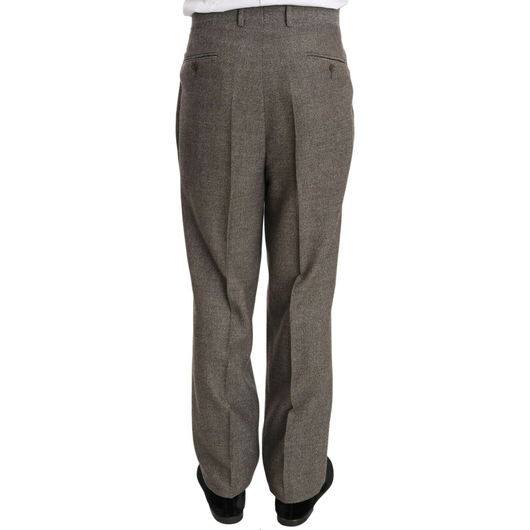 Brown Wool Regular Single Breasted Suit