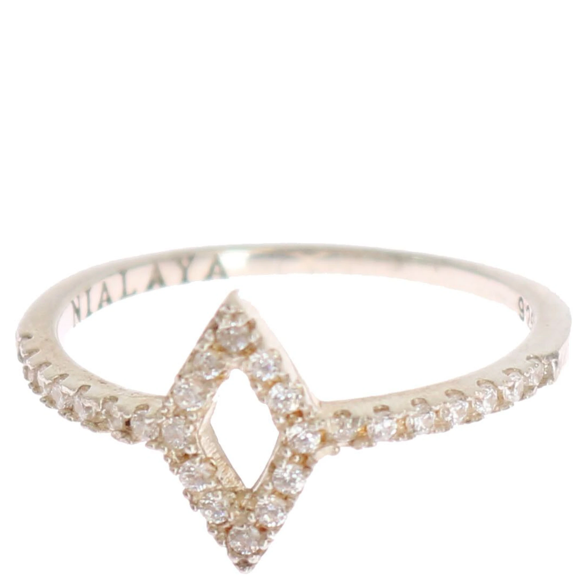 Silver Rhombus Womens Clear CZ 925 Silver Ring