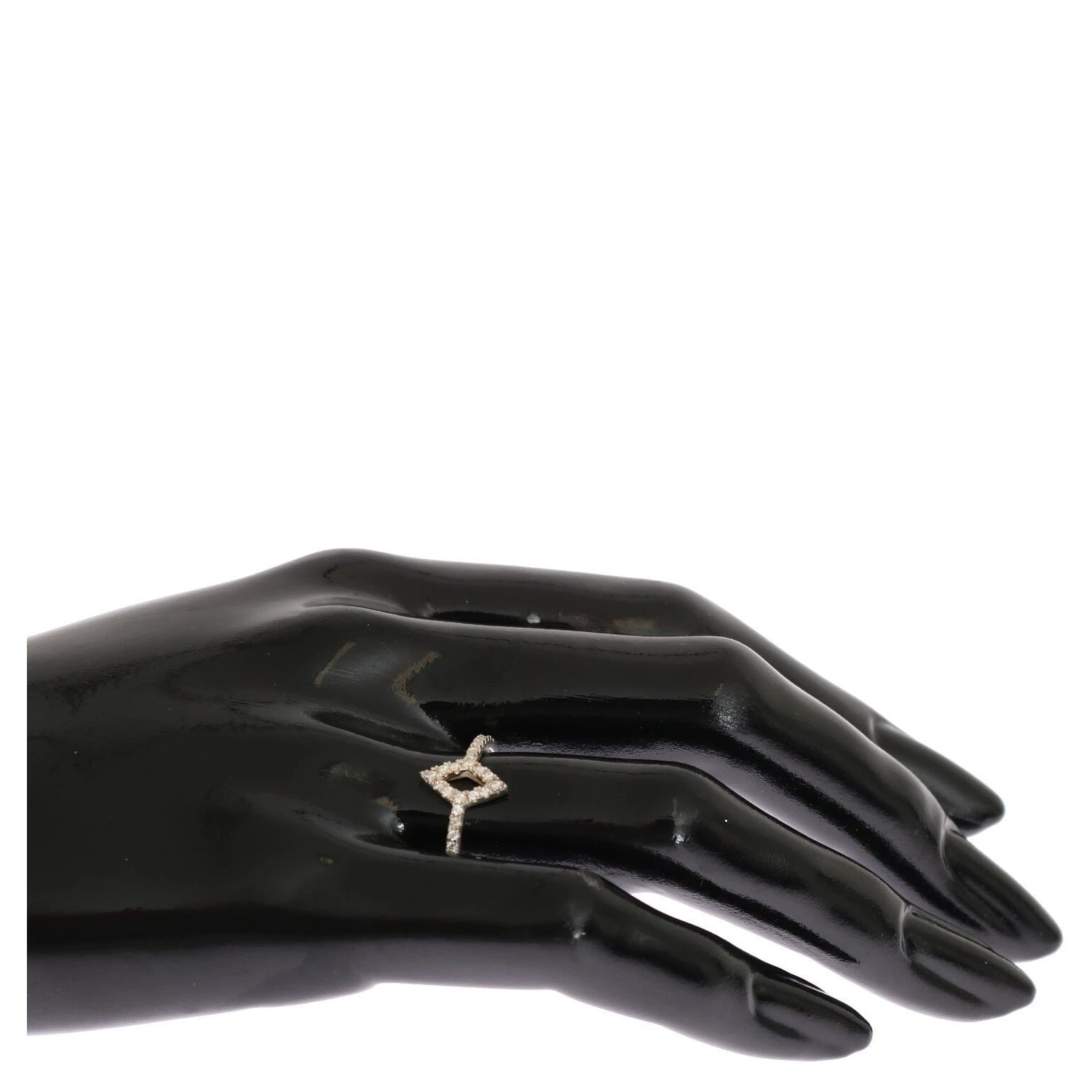 Silver Rhombus Womens Clear CZ 925 Silver Ring