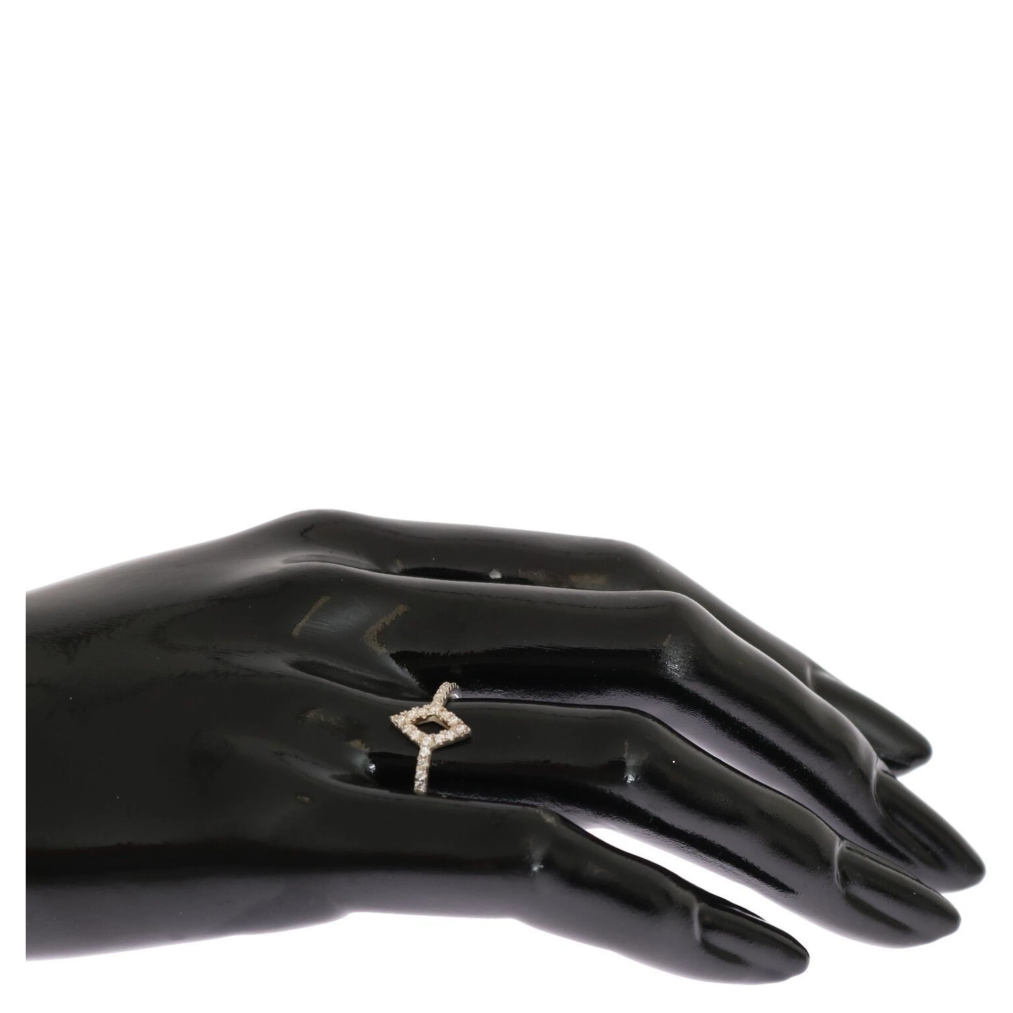 Silver Rhombus Womens Clear CZ 925 Silver Ring