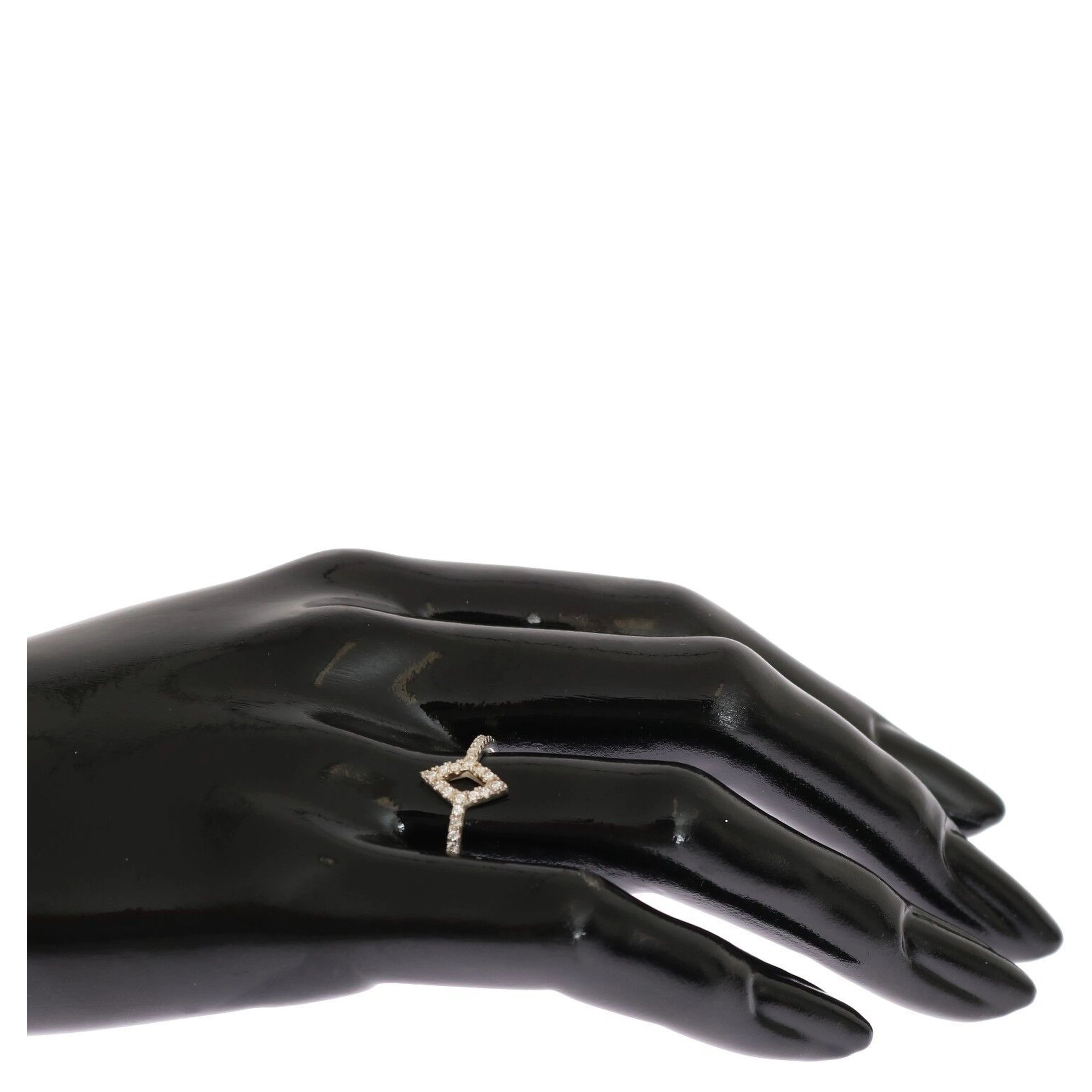 Silver Rhombus Womens Clear CZ 925 Silver Ring