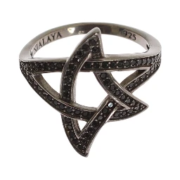 Black CZ Rhodium 925 Silver Womens Ring