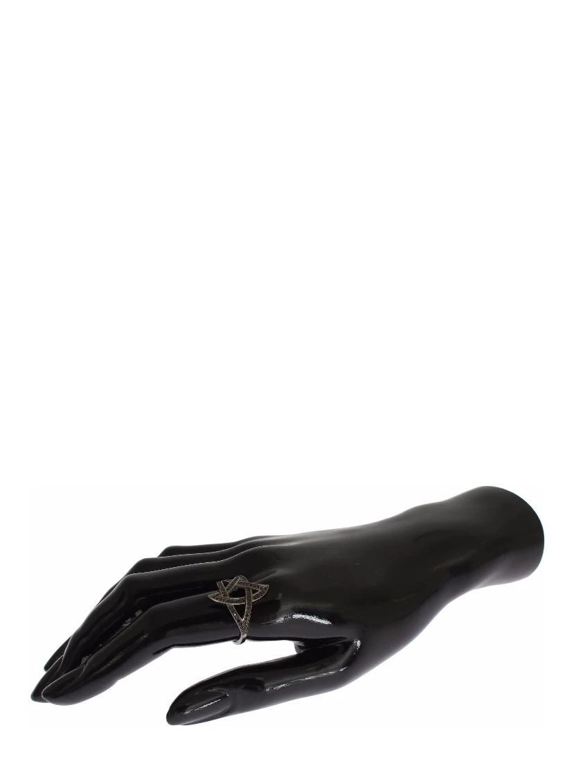 Black CZ Rhodium 925 Silver Womens Ring