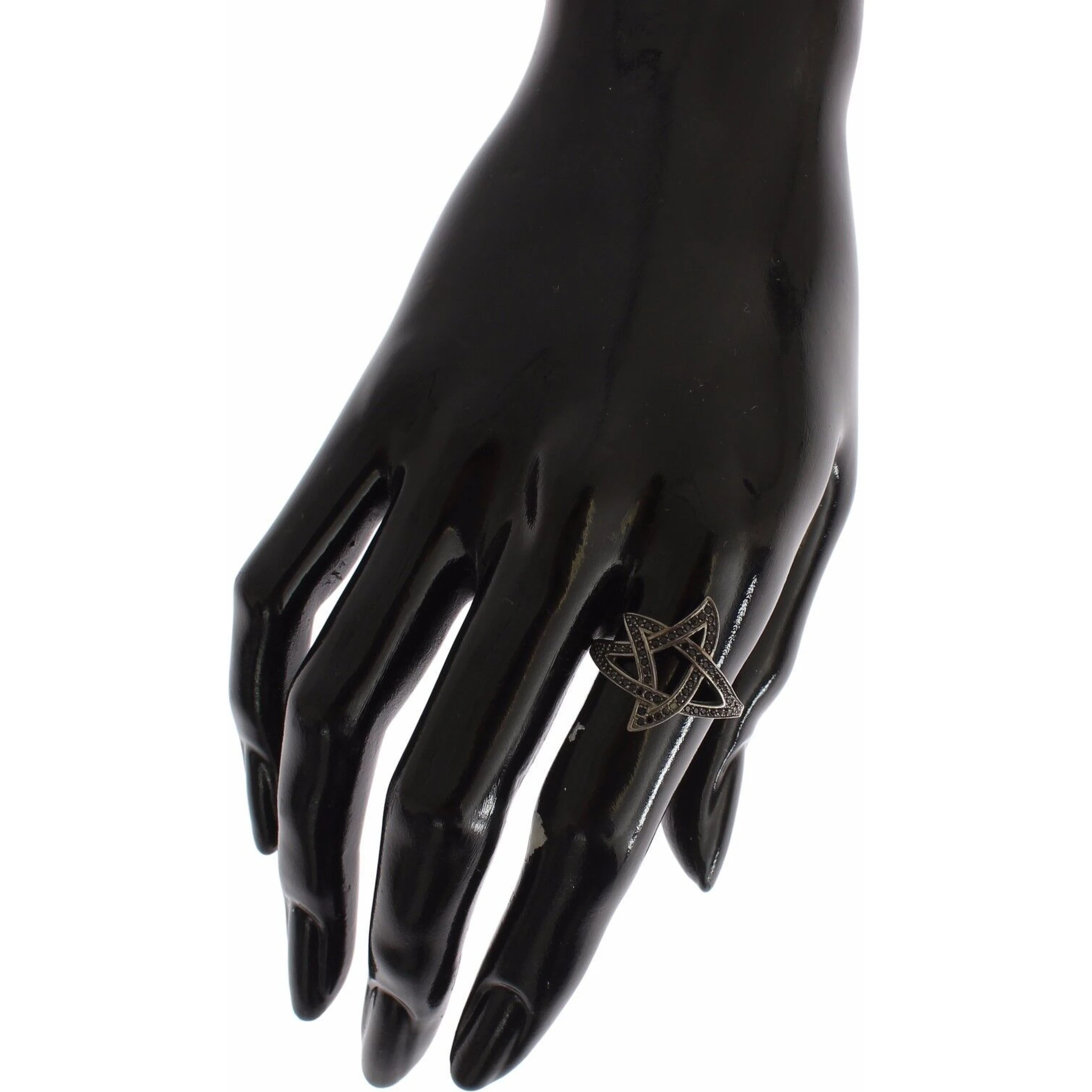 Black CZ Rhodium 925 Silver Womens Ring