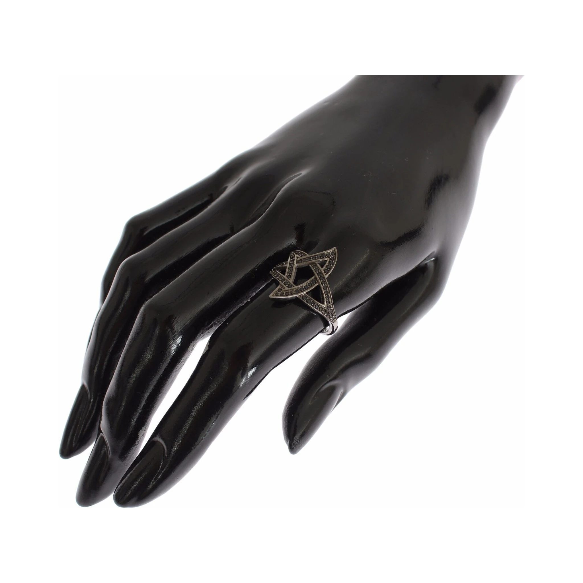 Black CZ Rhodium 925 Silver Womens Ring