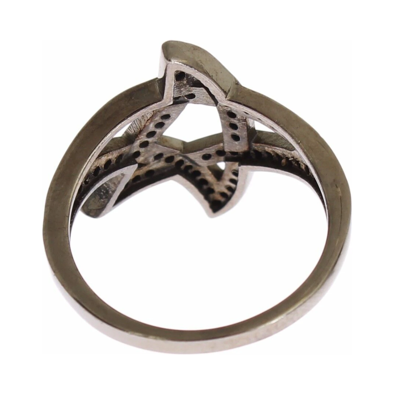 Black CZ Rhodium 925 Silver Womens Ring