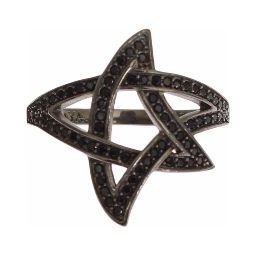 Black CZ Rhodium 925 Silver Womens Ring