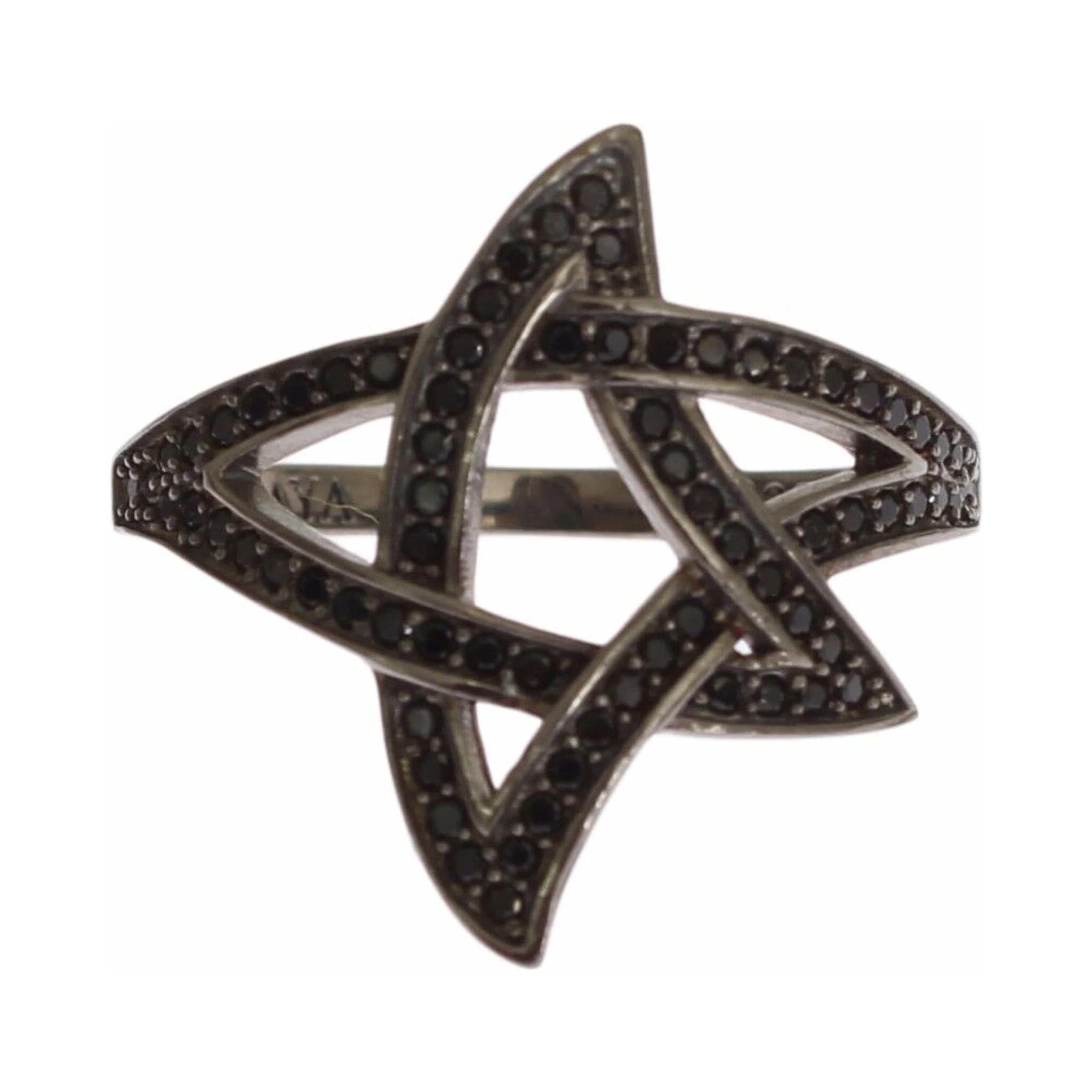 Black CZ Rhodium 925 Silver Womens Ring