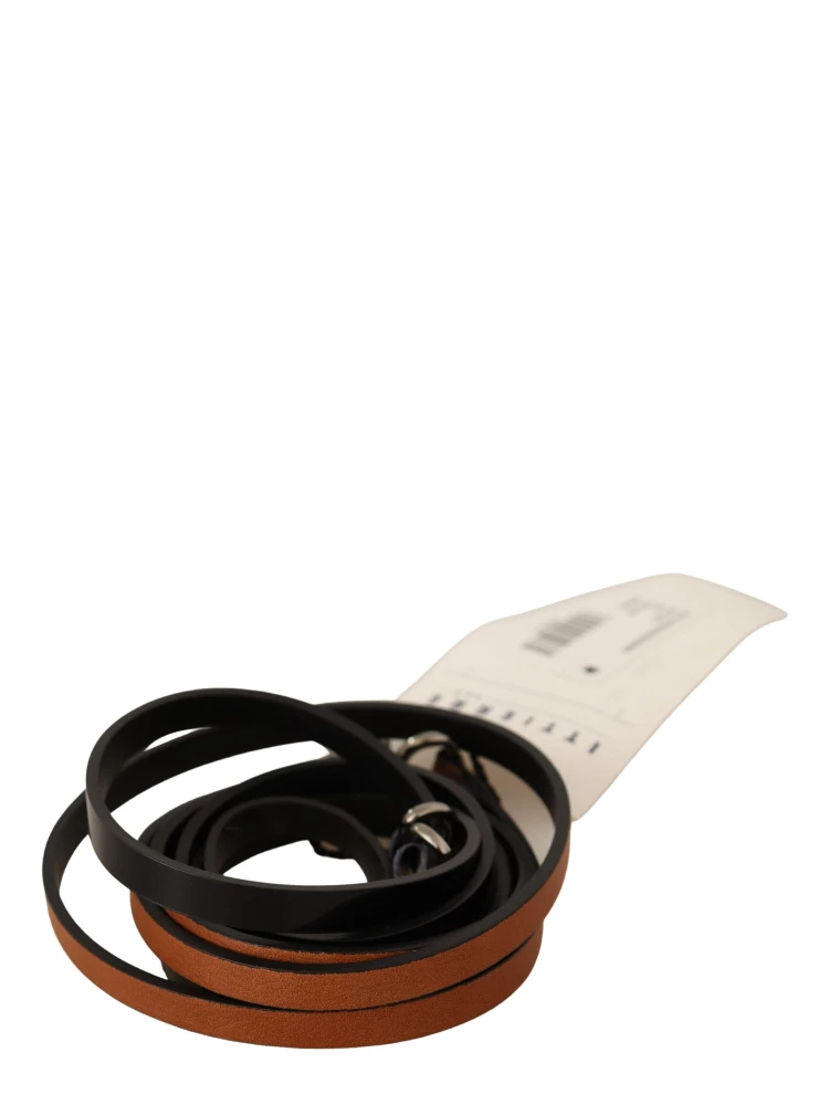 Brown Leather Silver Tone Buckle Belt