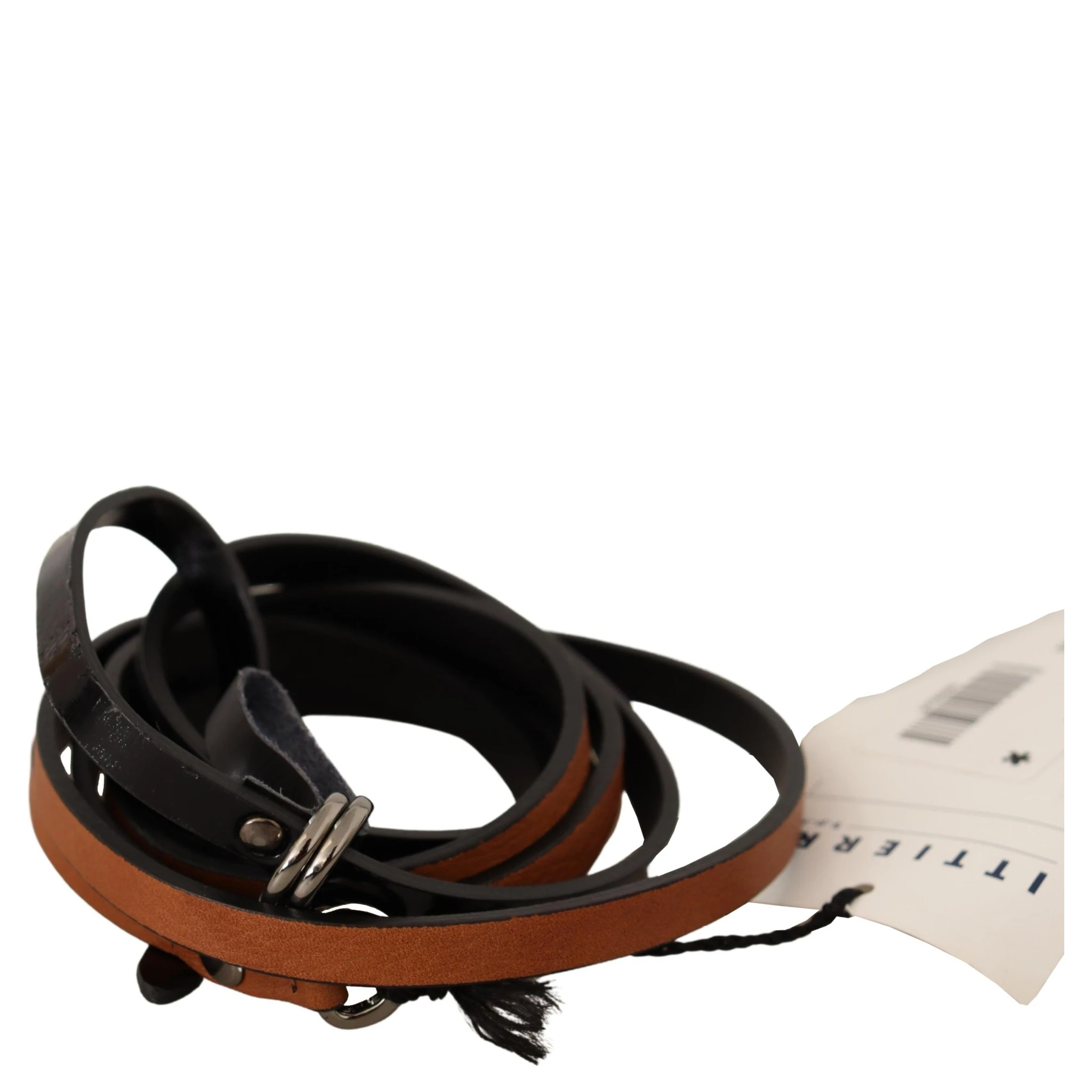 Brown Leather Silver Tone Buckle Belt