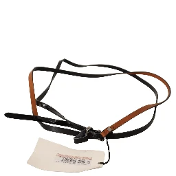 Brown Leather Silver Tone Buckle Belt