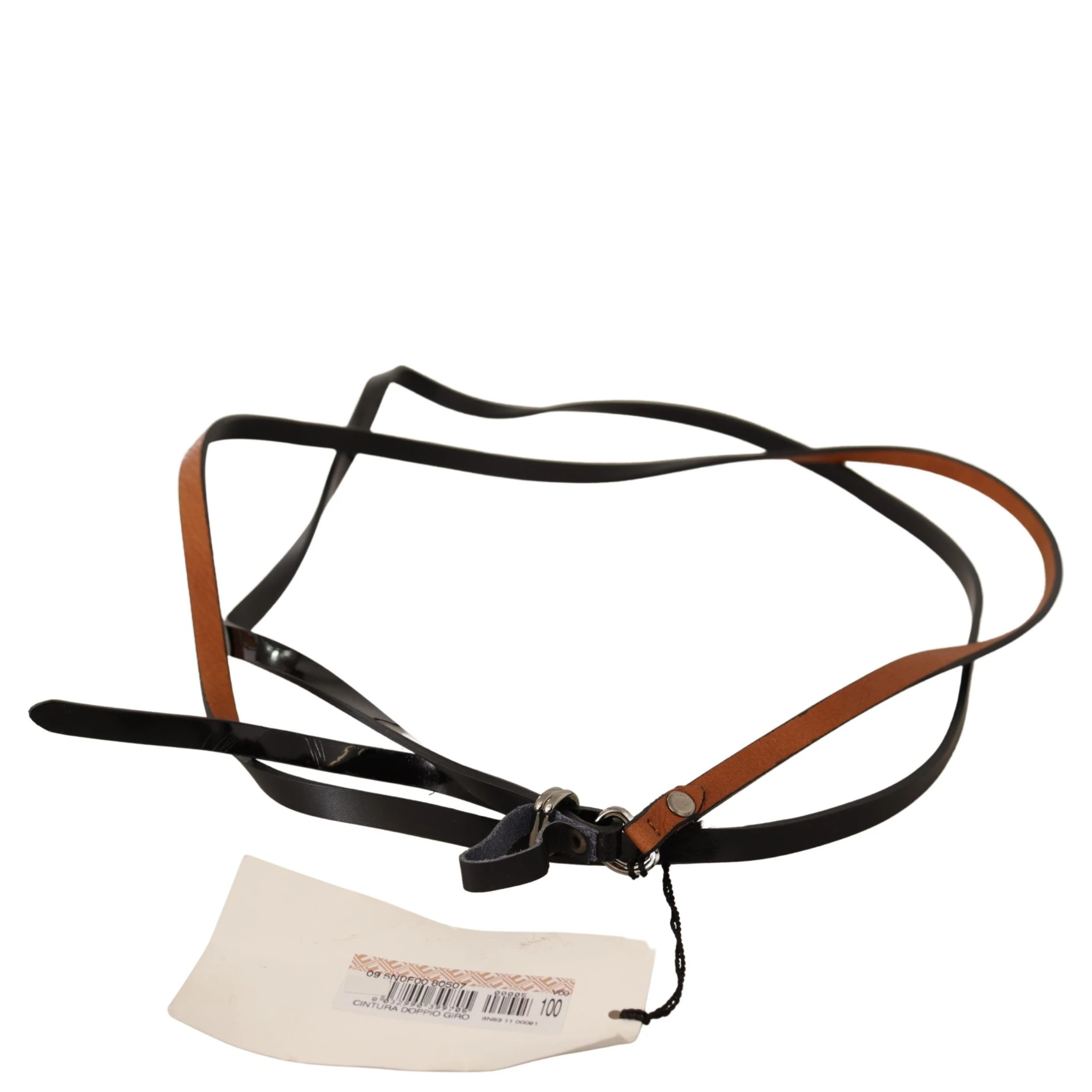 Brown Leather Silver Tone Buckle Belt