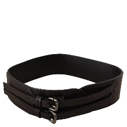 Dark Brown Leather Double Buckle Belt