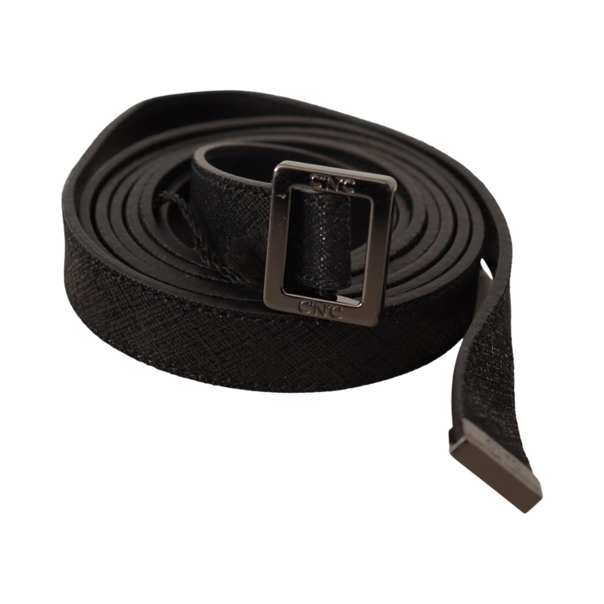 Black Leather Metal Buckle Waist Belt