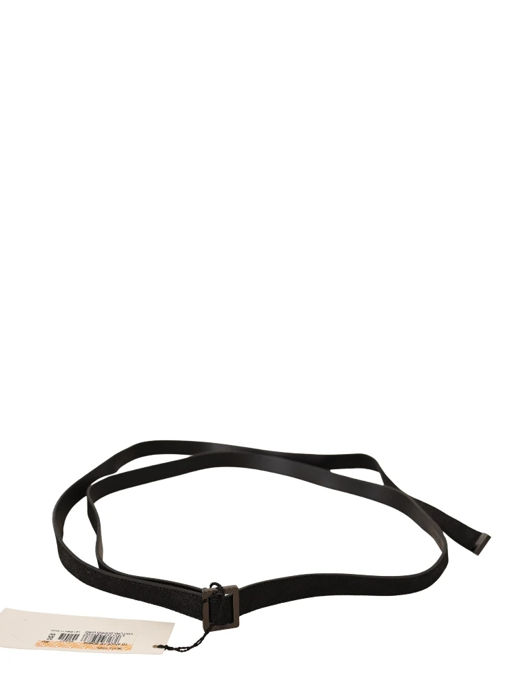 Black Leather Metal Buckle Waist Belt alternative