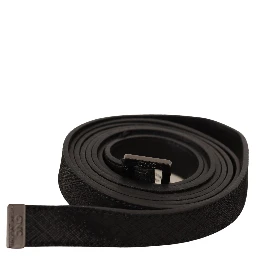 Black Leather Metal Buckle Waist Belt