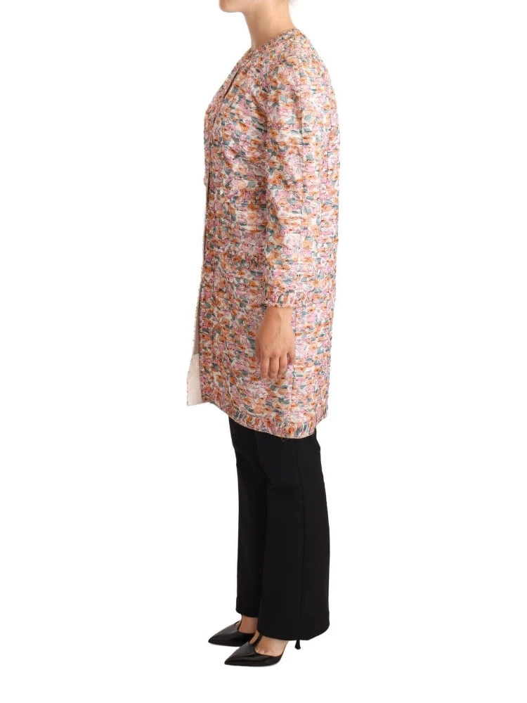 Multicolor Floral Print Silk Trench Coat Jacket alternative