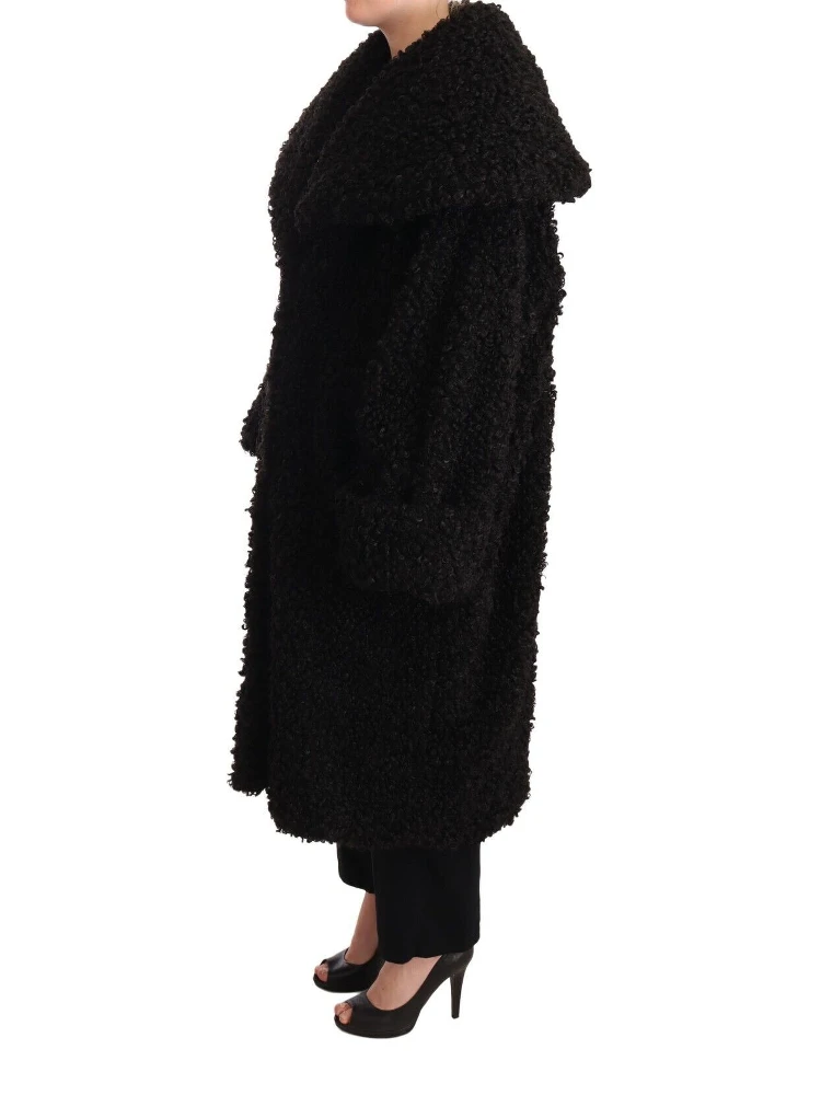 Black Polyester Fur Trench Coat Jacket alternative