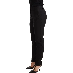 Black Tapered Women Trouser Virgin Wool Pants