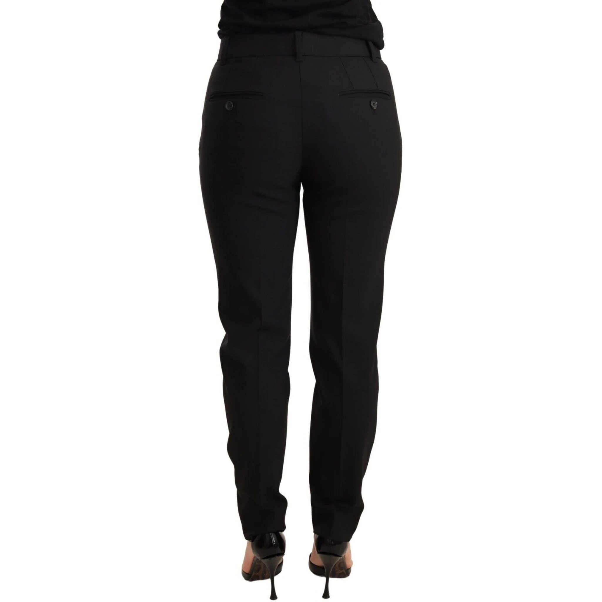 Black Tapered Women Trouser Virgin Wool Pants