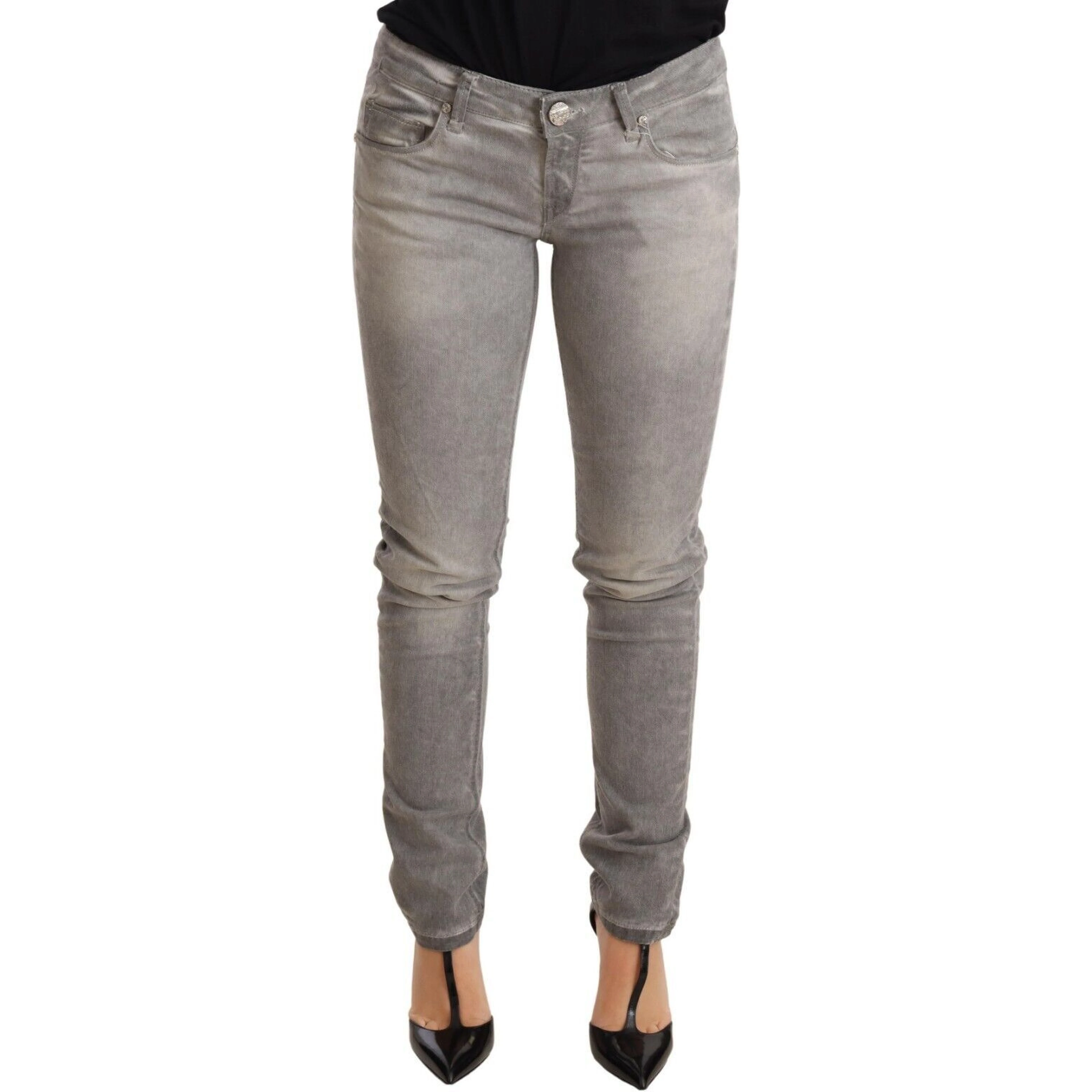 Light Gray Washed Cotton Slim Fit Denim Women Trouser Jeans