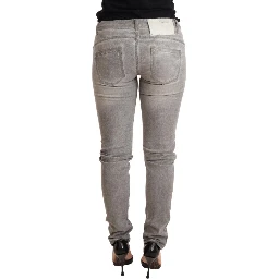 Light Gray Washed Cotton Slim Fit Denim Women Trouser Jeans