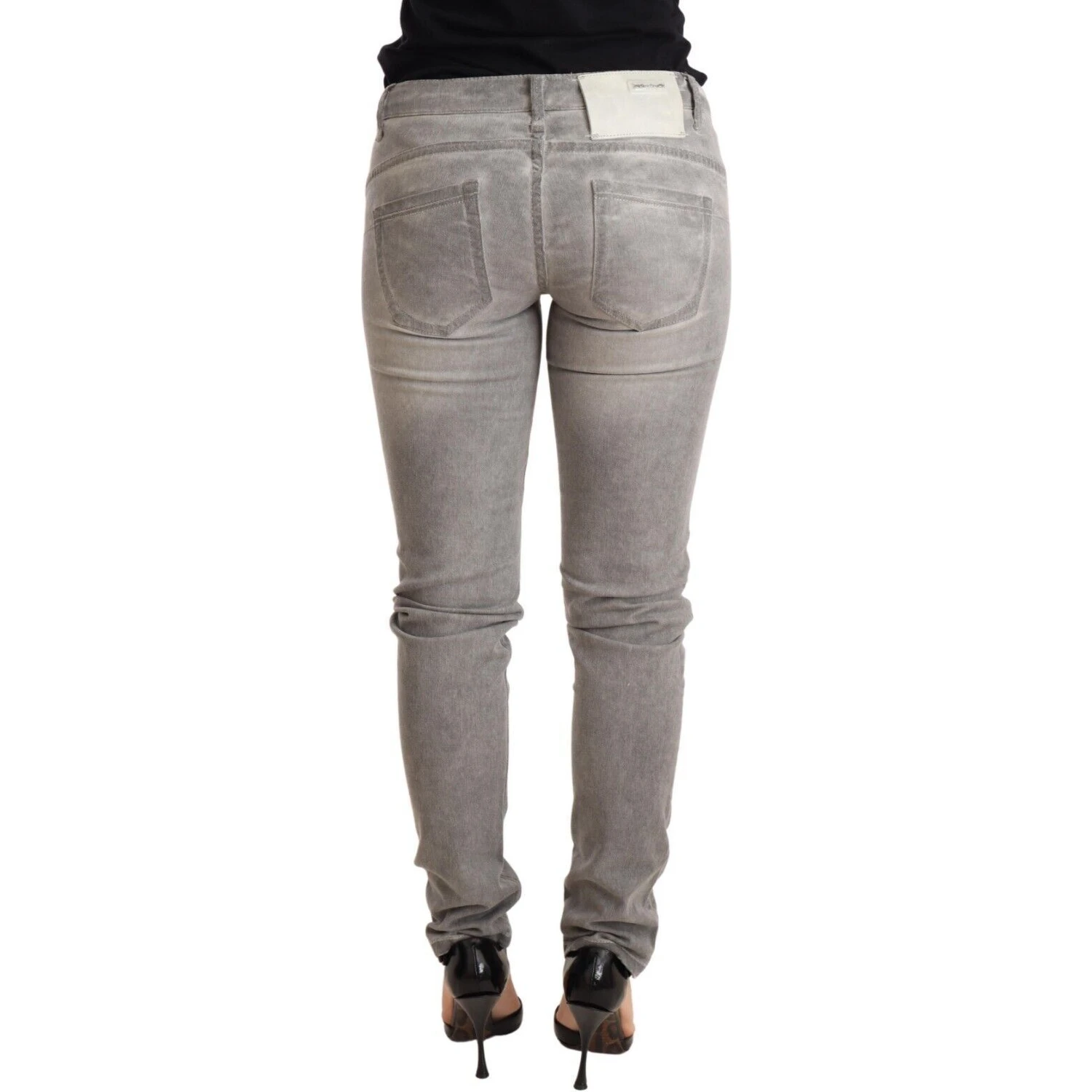 Light Gray Washed Cotton Slim Fit Denim Women Trouser Jeans