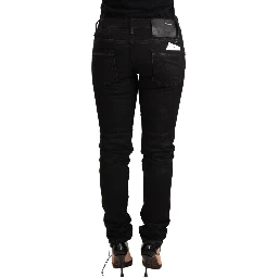 Black Washed Cotton Slim Fit Denim Low Waist Trouser Jeans