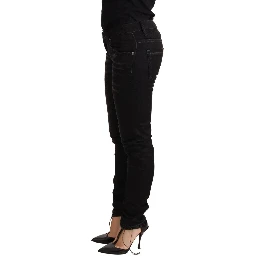 Black Washed Cotton Slim Fit Denim Low Waist Trouser Jeans