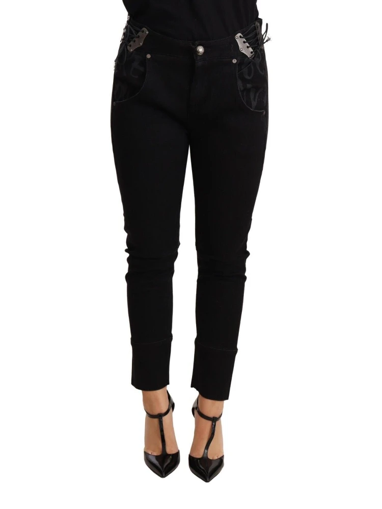 Black Low Waist Skinny Slim Trouser Cotton  Jeans