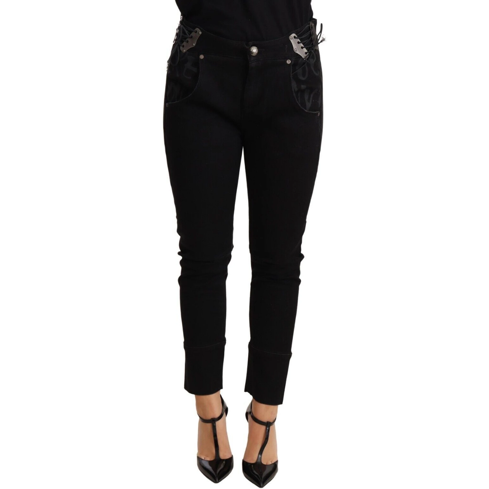 Black Low Waist Skinny Slim Trouser Cotton  Jeans